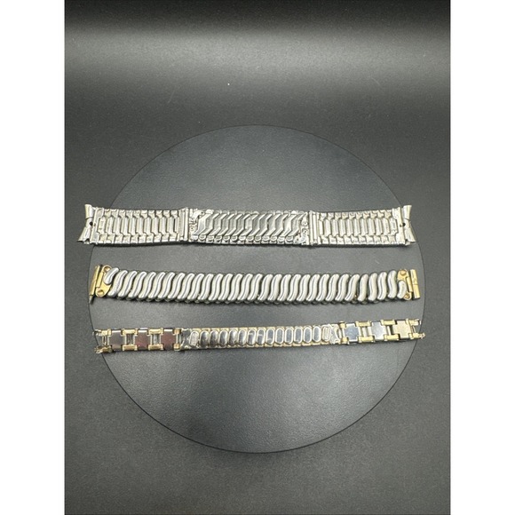 Set Of 3 Vintage Stretch Watch Bands - 12k GF Bigney Kestenmade JB Champion - Picture 2 of 16